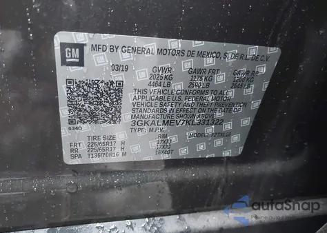 2019 GMC Terrain Sle из США, поврежденный, VIN 3GKALMEV7KL331322